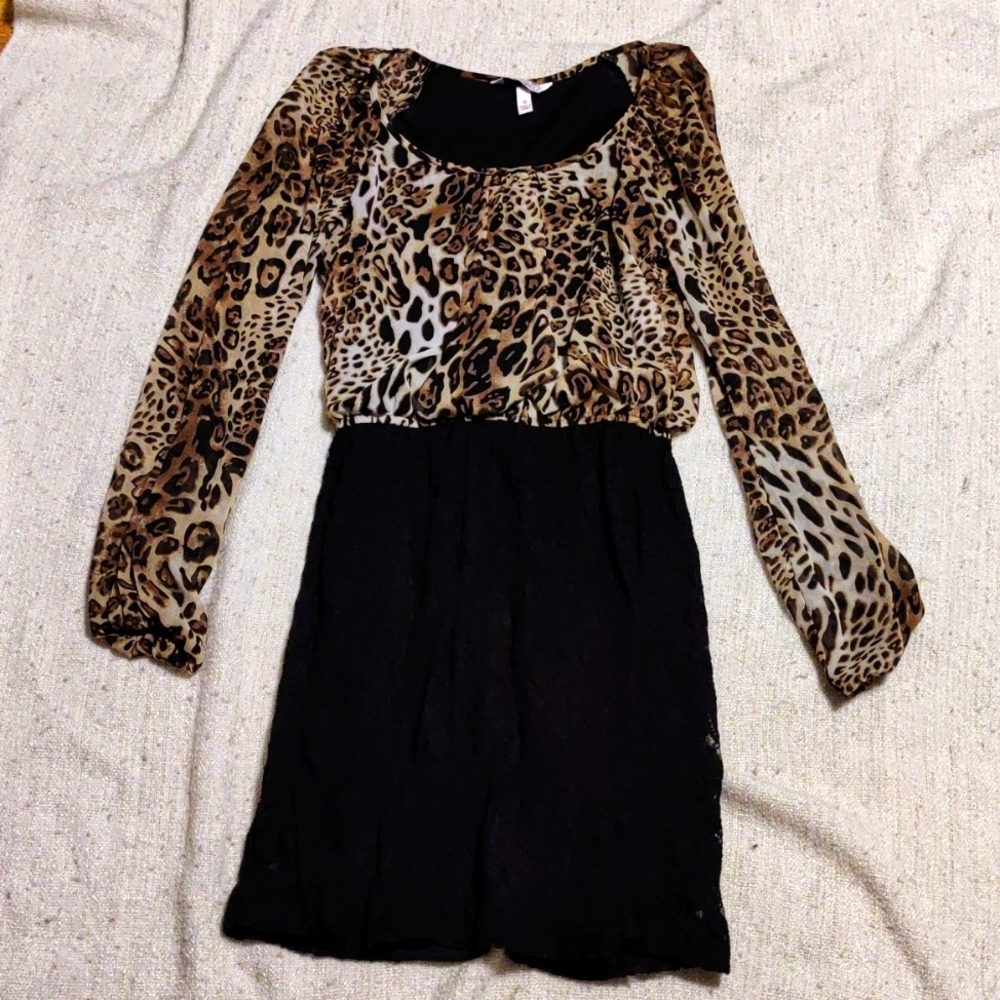 EUC- Speechless black dress with leopard print, size Small (juniors). - Picture 1 of 2